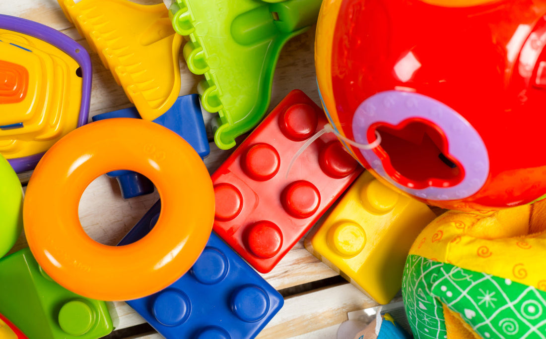 Colorful sensory toys and building blocks designed for early childhood learning and development.